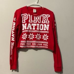 Victoria’s Secret PINK red long sleeved crop top